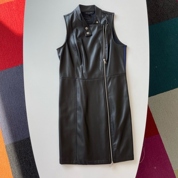 Armani Exchange Dress Womens 6 Black Asymmetrical Biker Moto Edgy Chic Modern - Picture 1 of 6